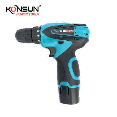 KONSUN 72007 cheap li-ion battery 12v double speed portable cordless drill